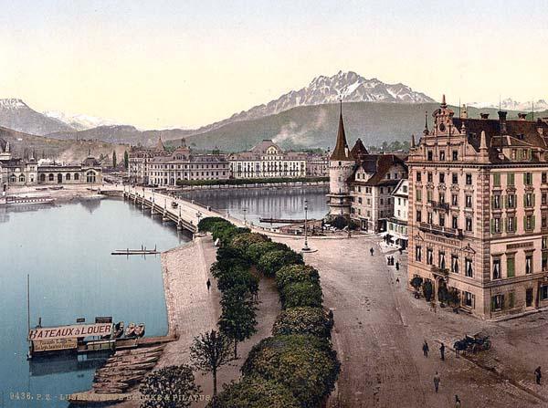 New Bridge and Pilatus, Lucerne, Switzerland