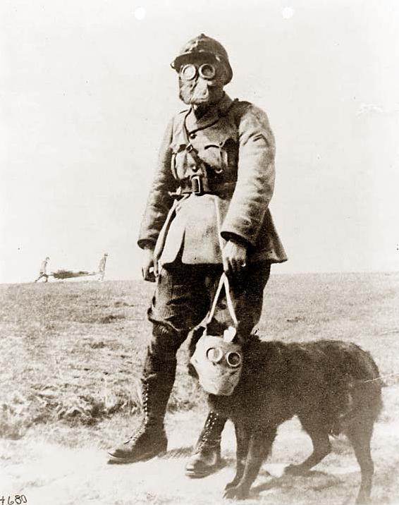 French Soldier with Gas Mask